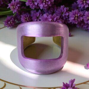 ALEXIS BITTAR Chunky Wide LILAC Carved Lucite Cuff Bangle Bracelet